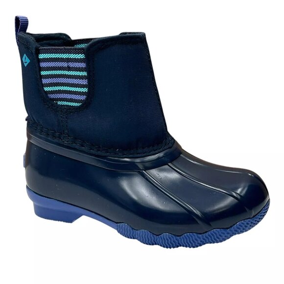 Sperry Saltwater Chelsea JR Baby/Toddler Girl's Duck Boots Size 6 Navy Blue/Aqua - Picture 3 of 12